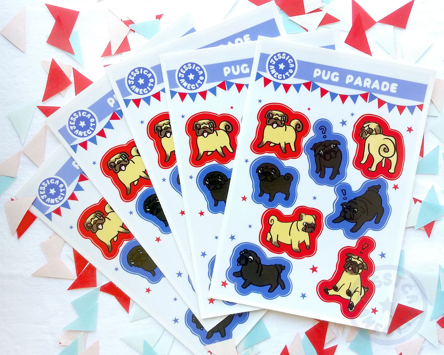 Pug Parade Sticker Sheet