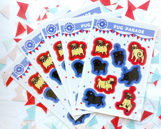 Pug Parade Sticker Sheet